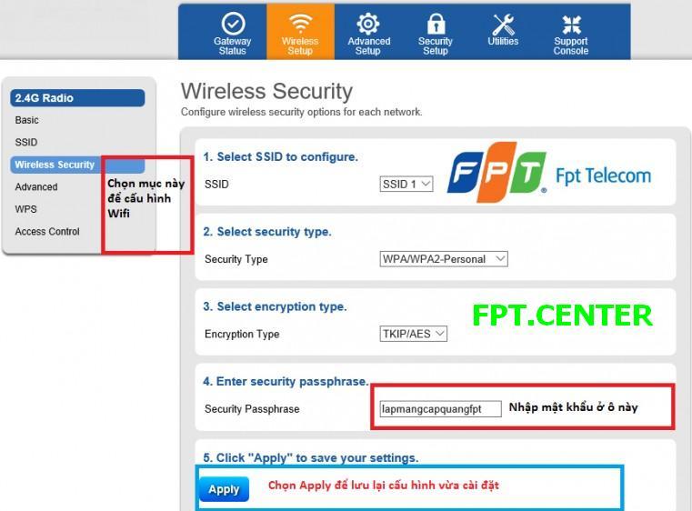 Hướng dẫn cài đặt đổi mật khẩu Wifi modem G97RG3 của FPT telecom